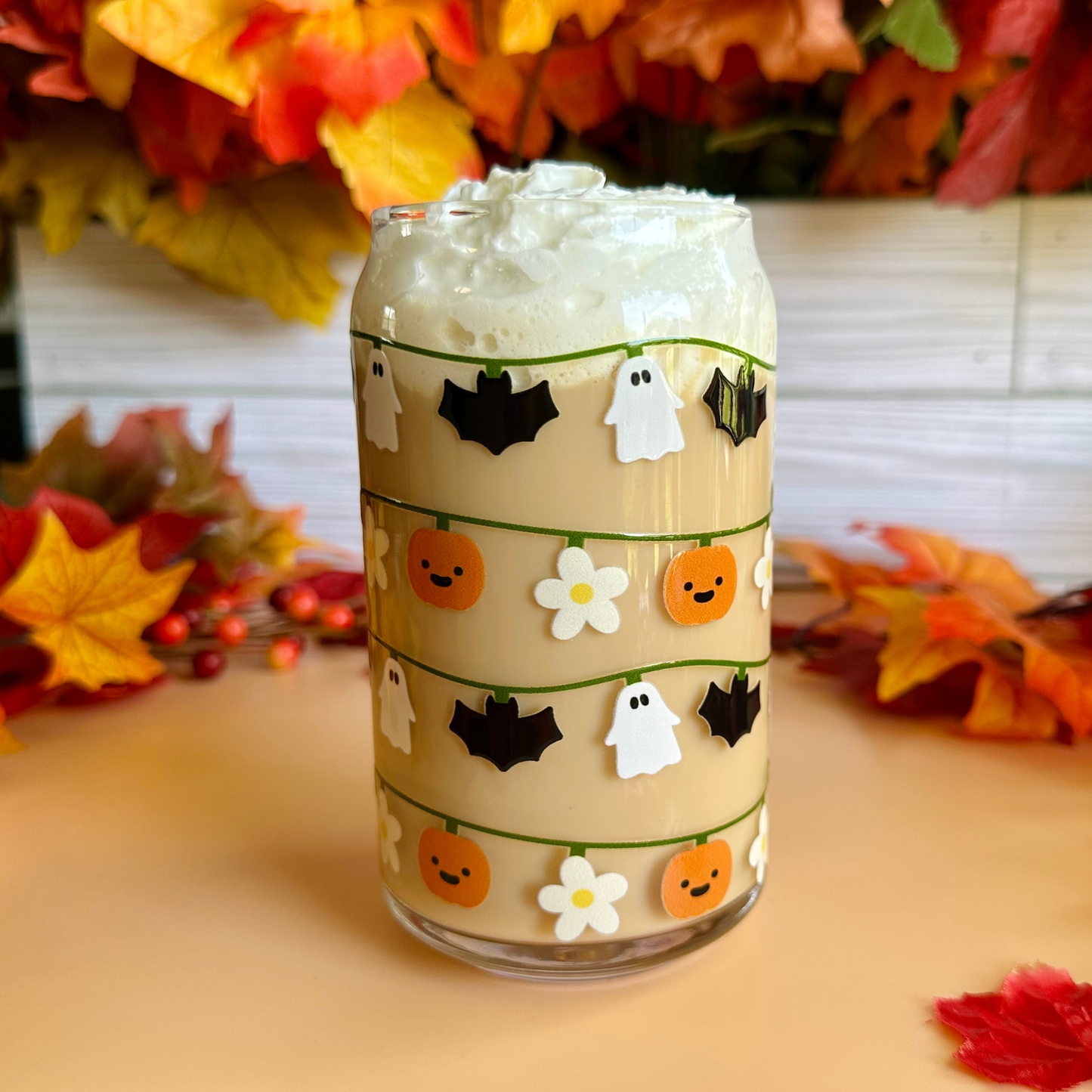 Halloween String Lights 16oz Glass Cup