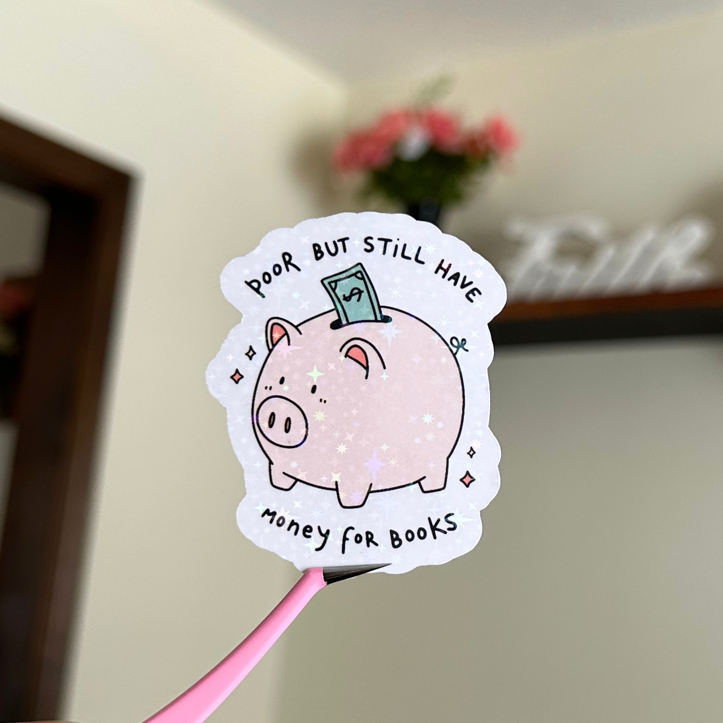 Piggy Bank Book Lover Sticker