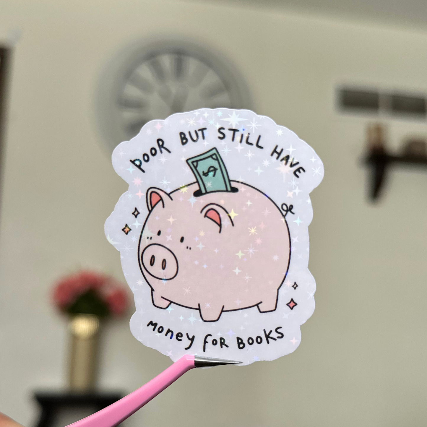 Piggy Bank Book Lover Sticker