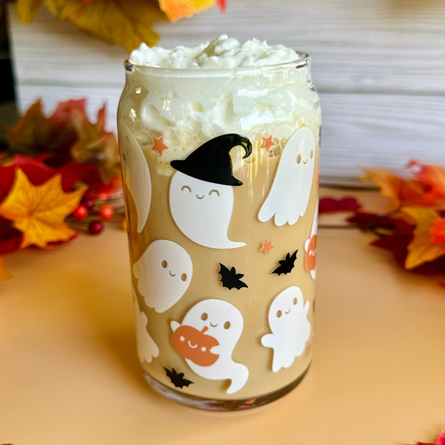 Cute Kawaii Ghosts 16oz Glass Cup