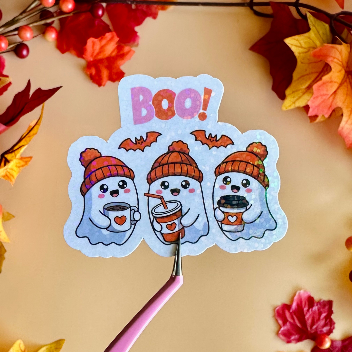 Cute Boo Coffee Ghosts Sticker