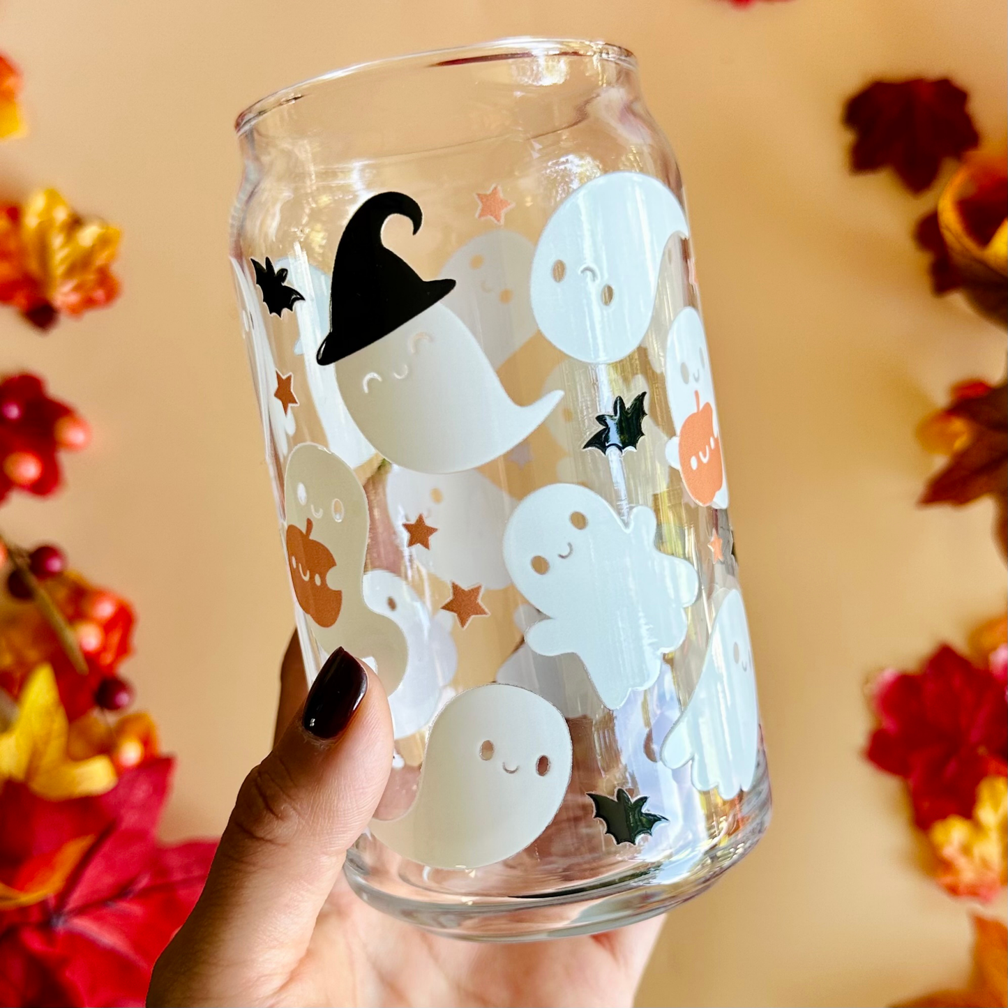 Cute Kawaii Ghosts 16oz Glass Cup
