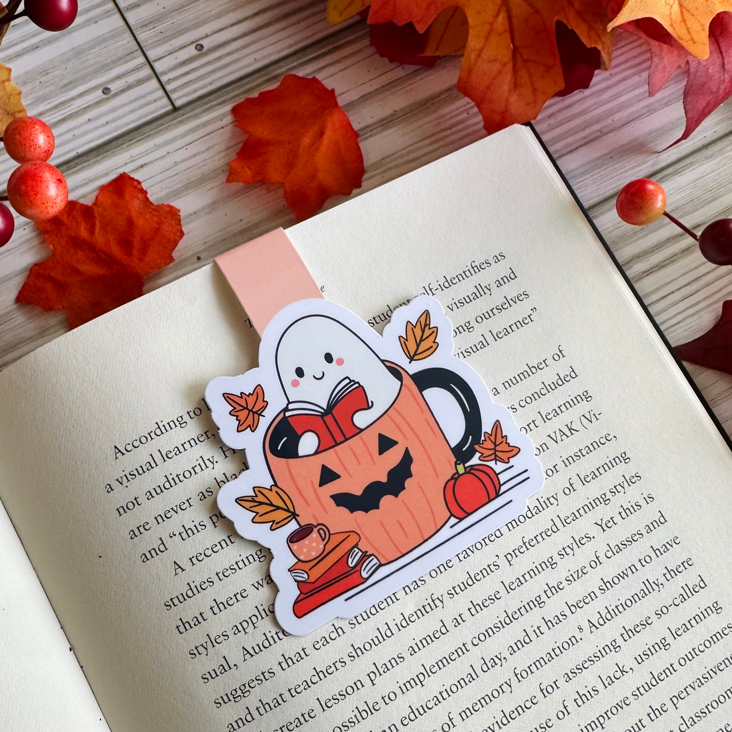 Pumpkin Ghost Magnetic Bookmark