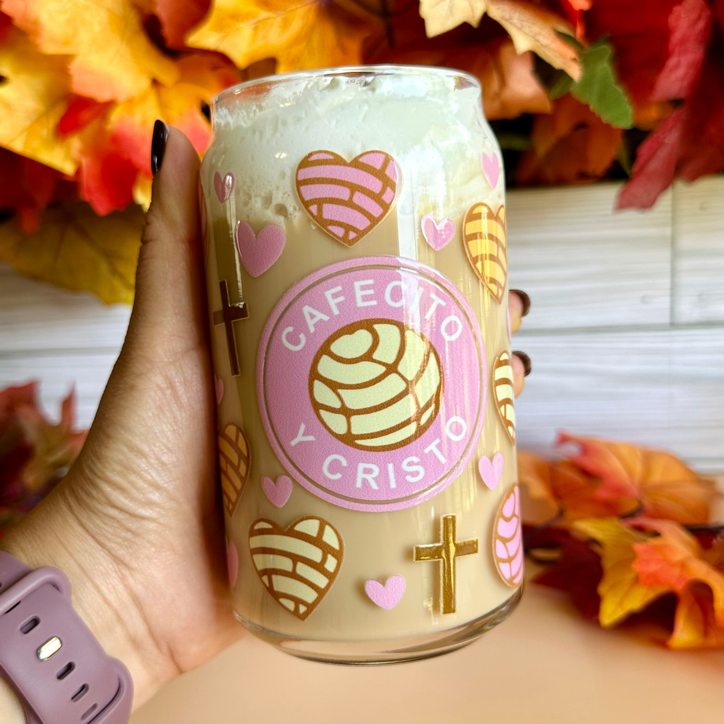 Cafecito y Cristo 16oz Glass Cup