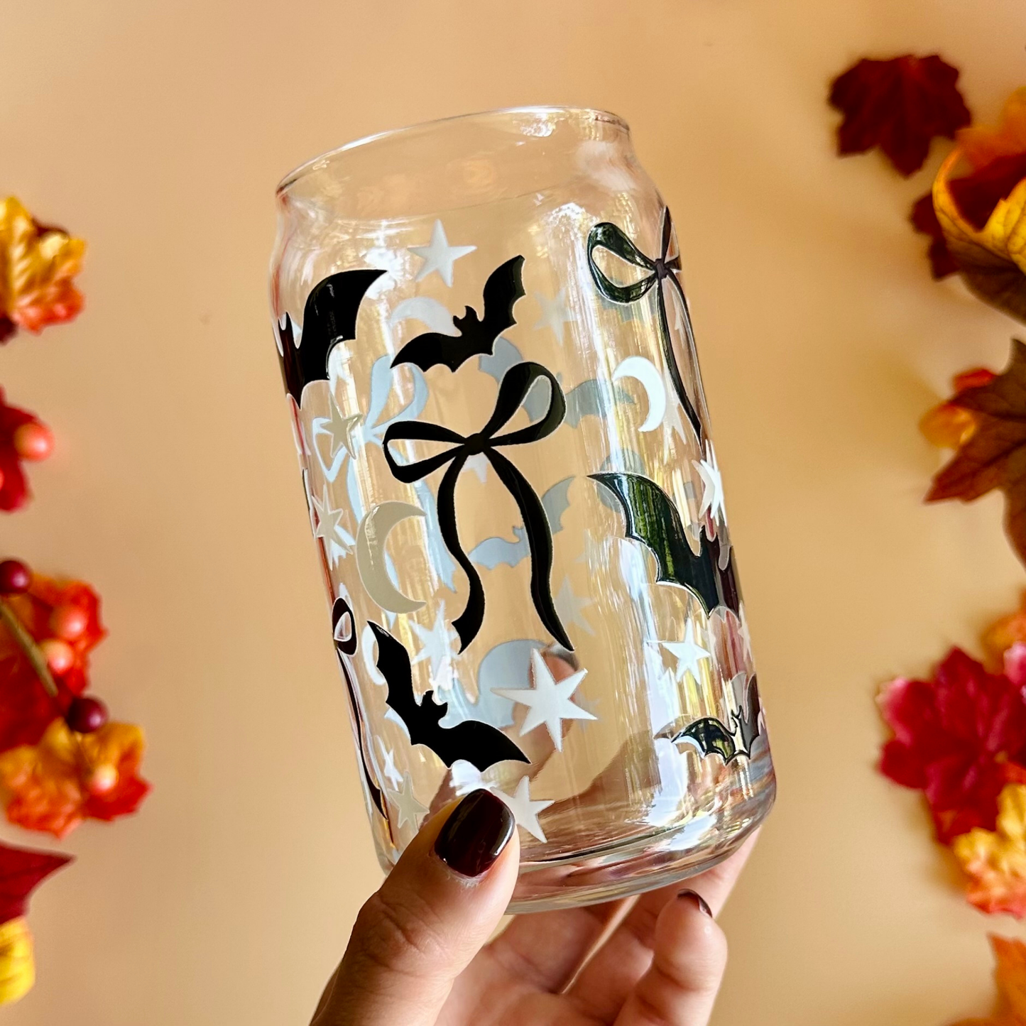 Coquette Bows & Bats 16oz Glass Cup