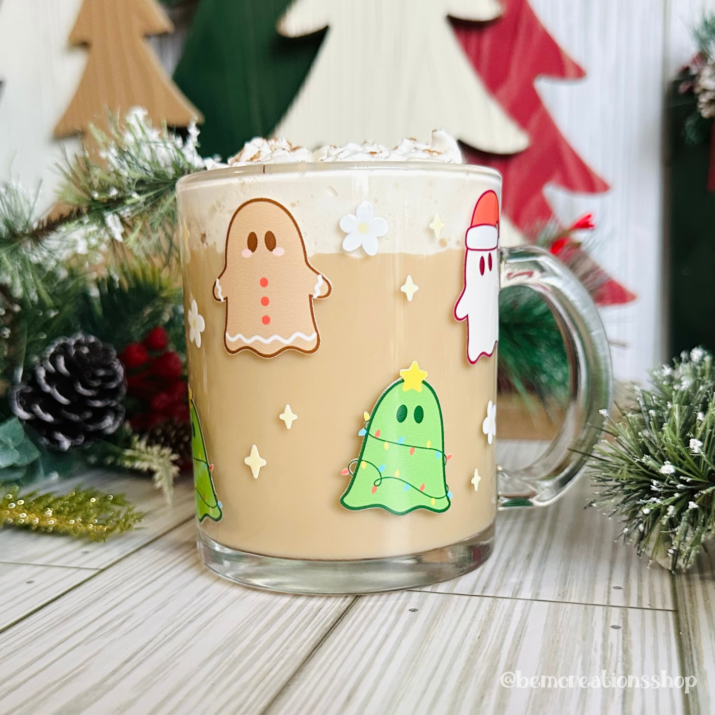 Christmas Ghosts 12oz Glass Mug
