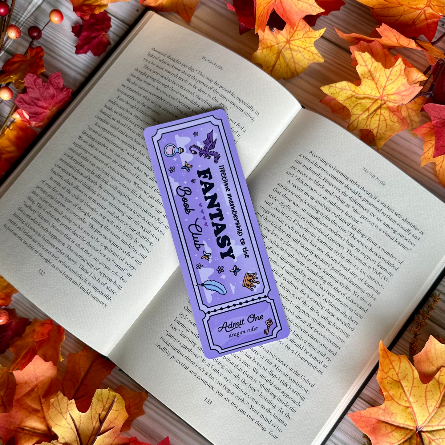 Fantasy Book Club Ticket Bookmark