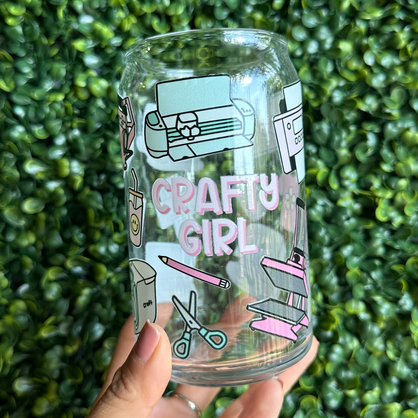 Crafty Girl 16oz Glass Cup