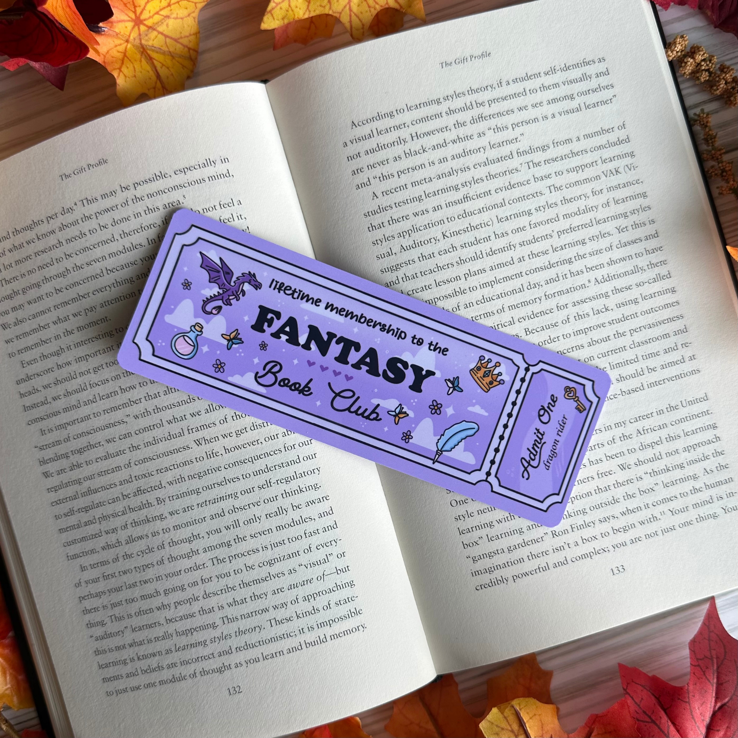 Fantasy Book Club Ticket Bookmark