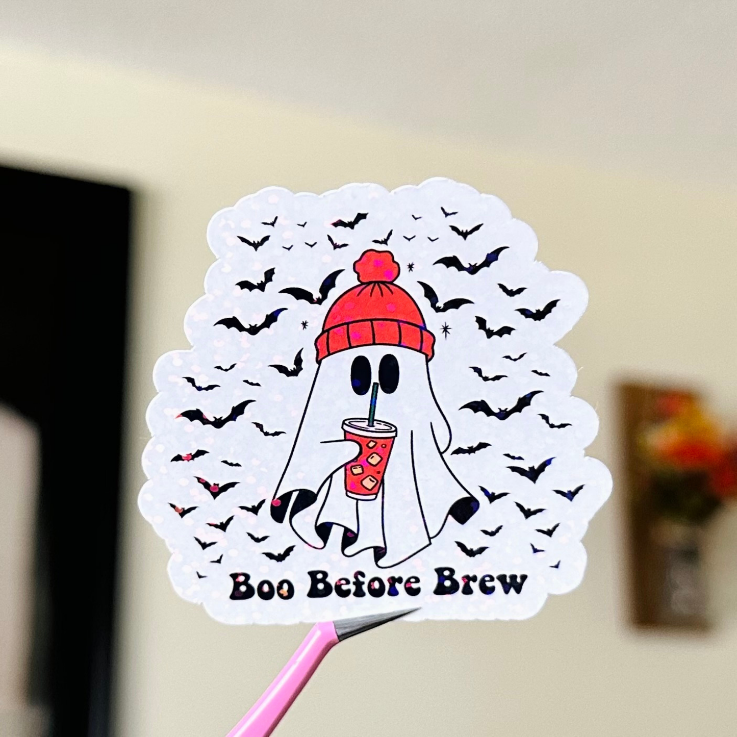 Boo Before Brew Ghost Sticker