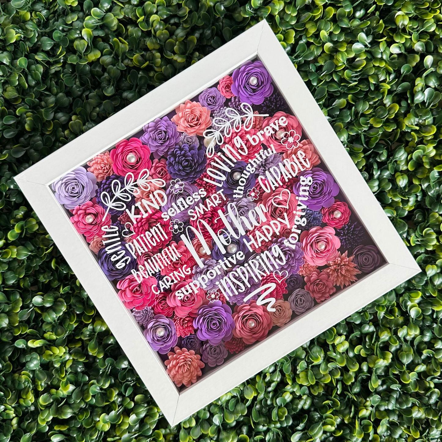 Mother Heart Words Floral Shadow Box