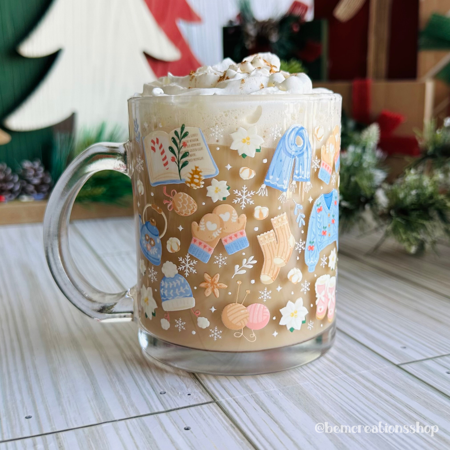 Cozy Winter 12oz Glass Mug