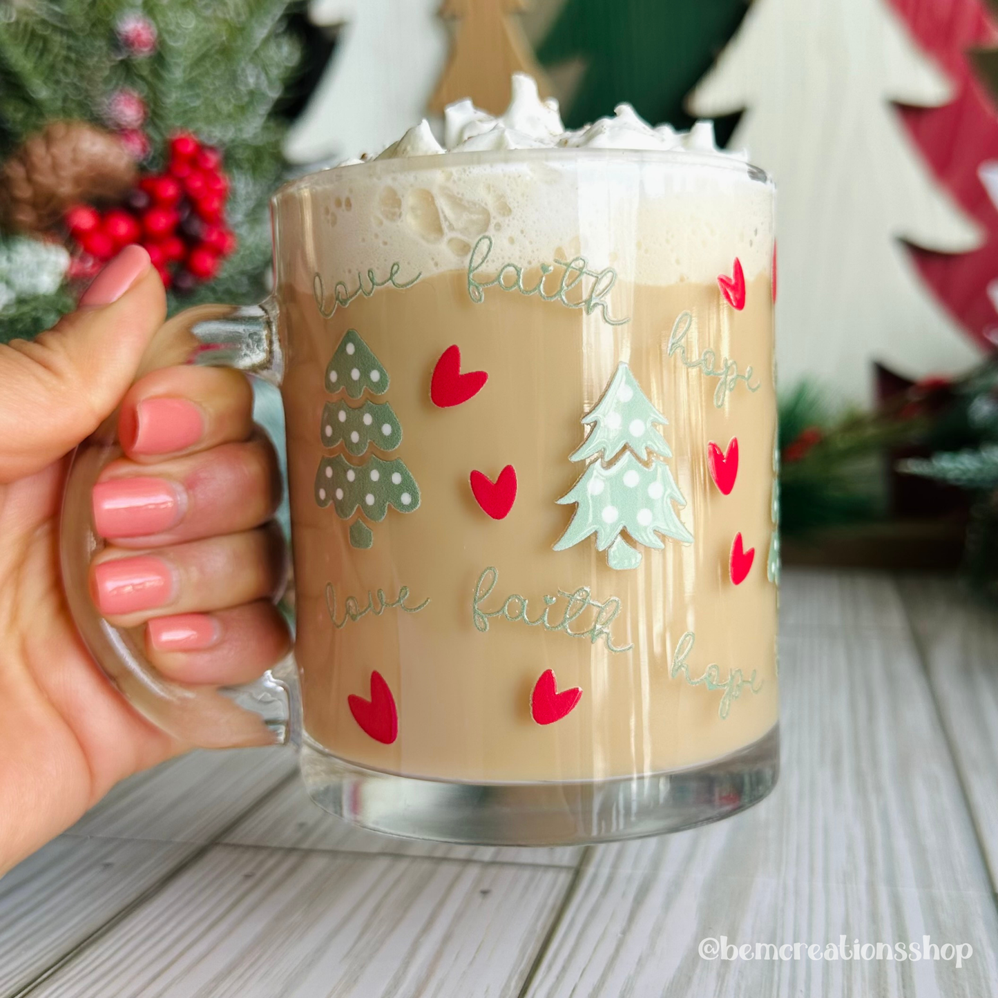 Faith Christmas 12oz Glass Mug