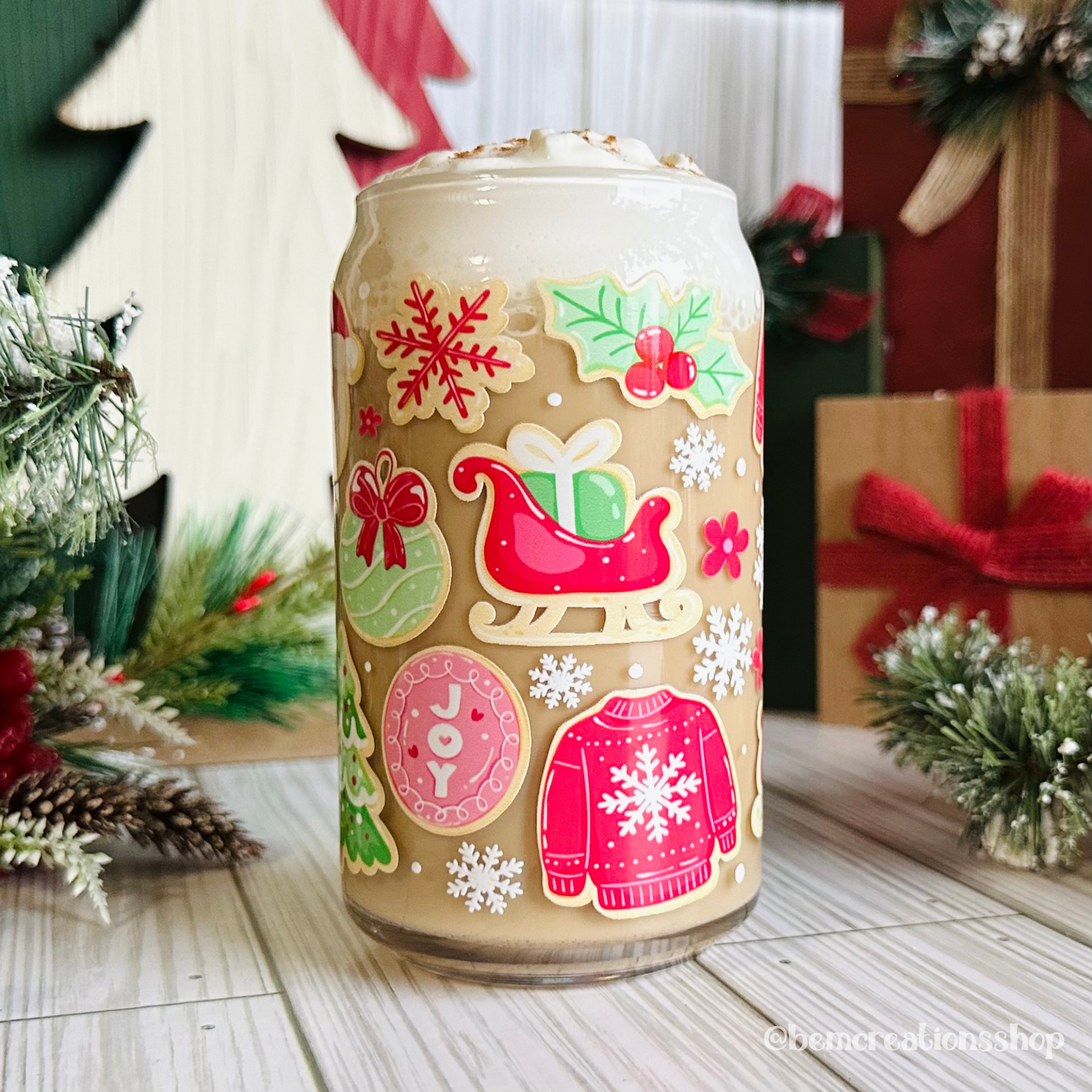 Christmas Cookies 16oz Glass Cup