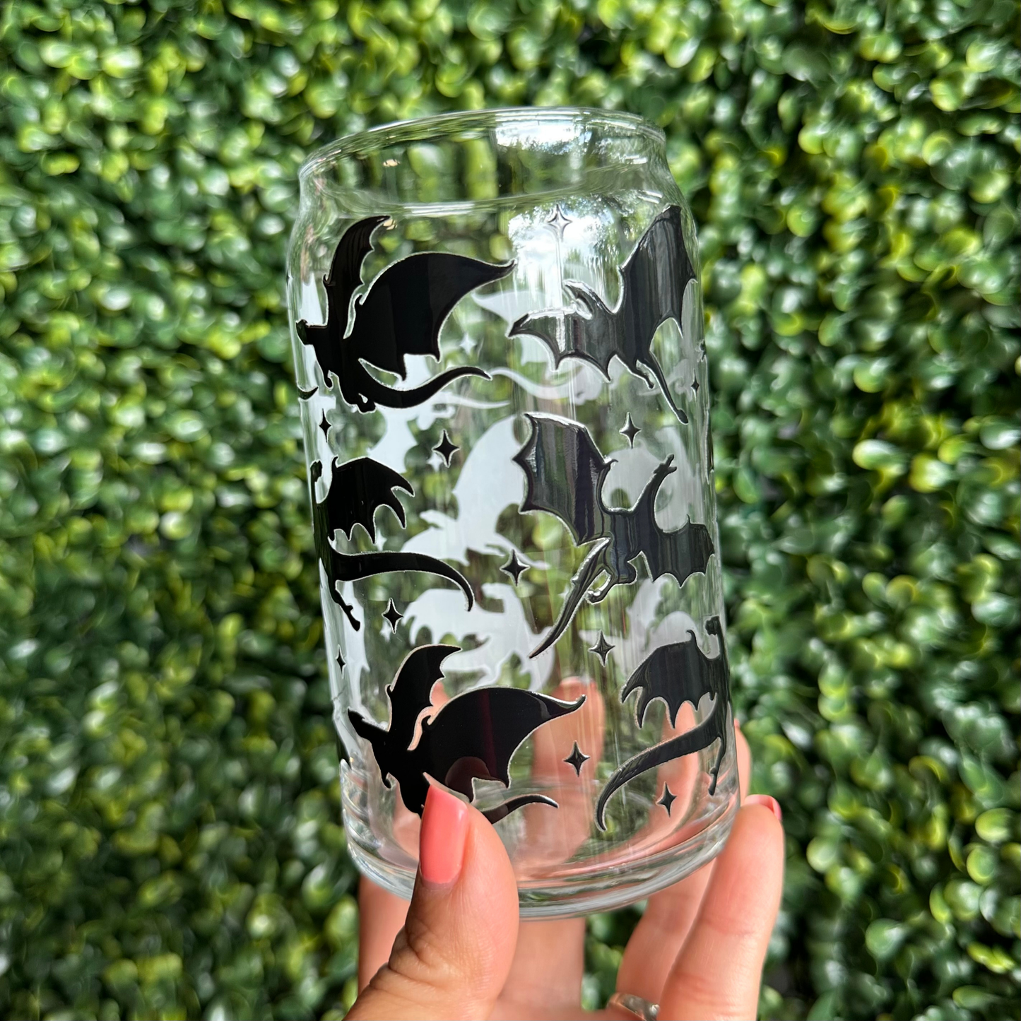 Black Dragon Fantasy 16oz Glass Cup