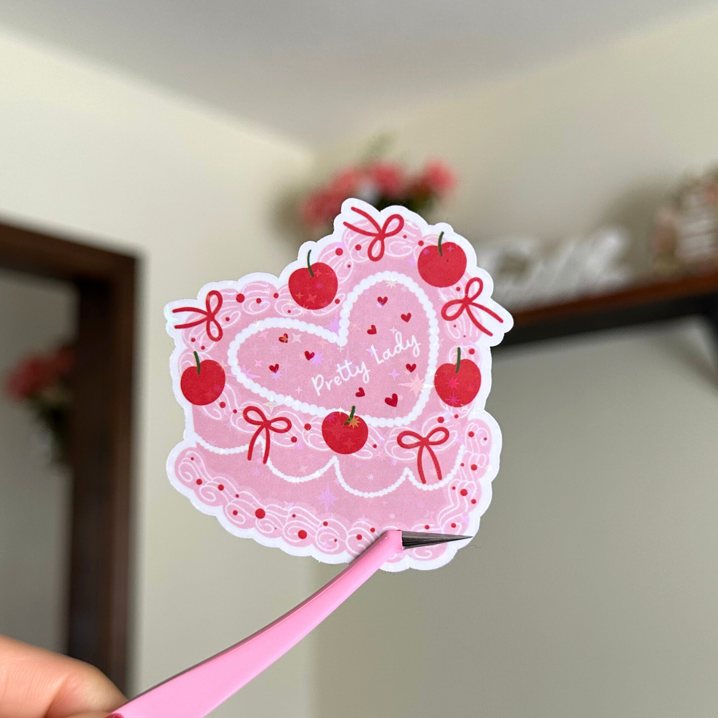Pretty Lady Coquette Heart Cake Sticker