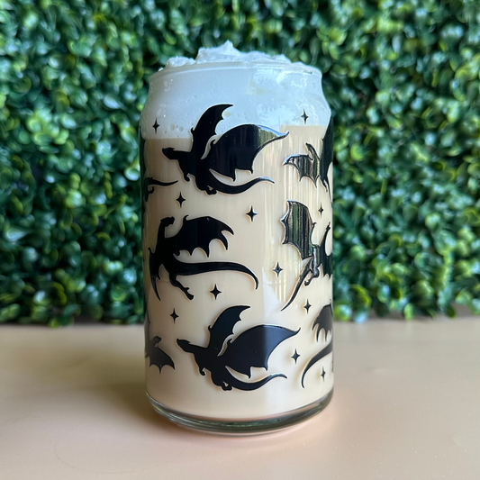 Black Dragon Fantasy 16oz Glass Cup