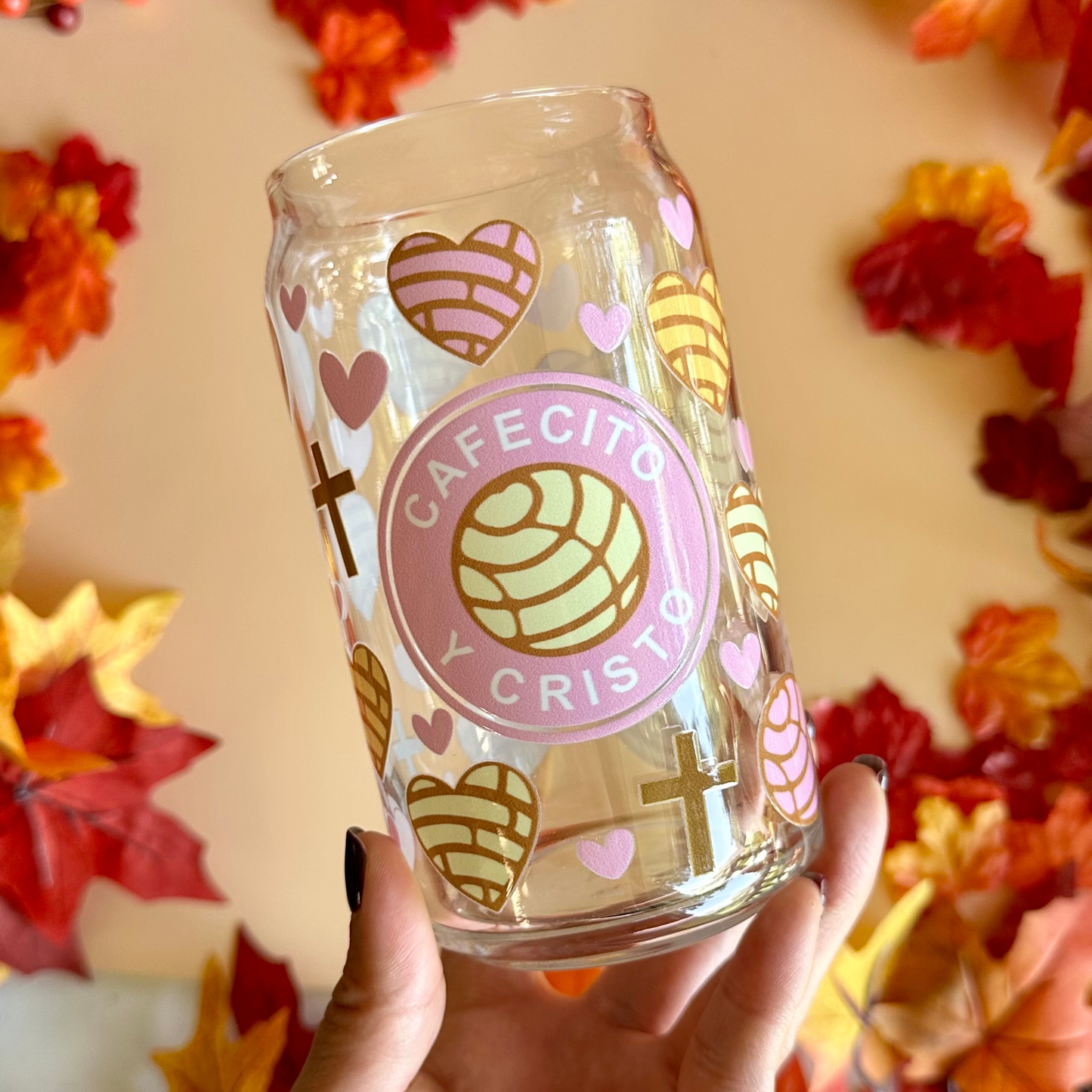 Cafecito y Cristo 16oz Glass Cup