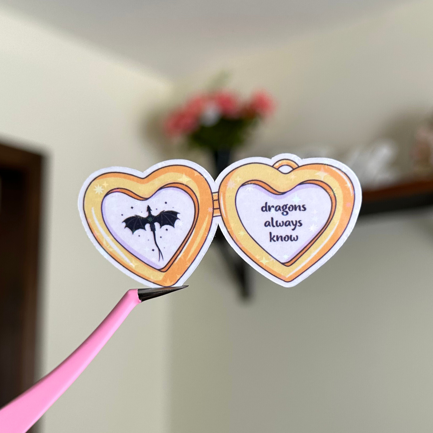 Heart Locket Dragon Sticker