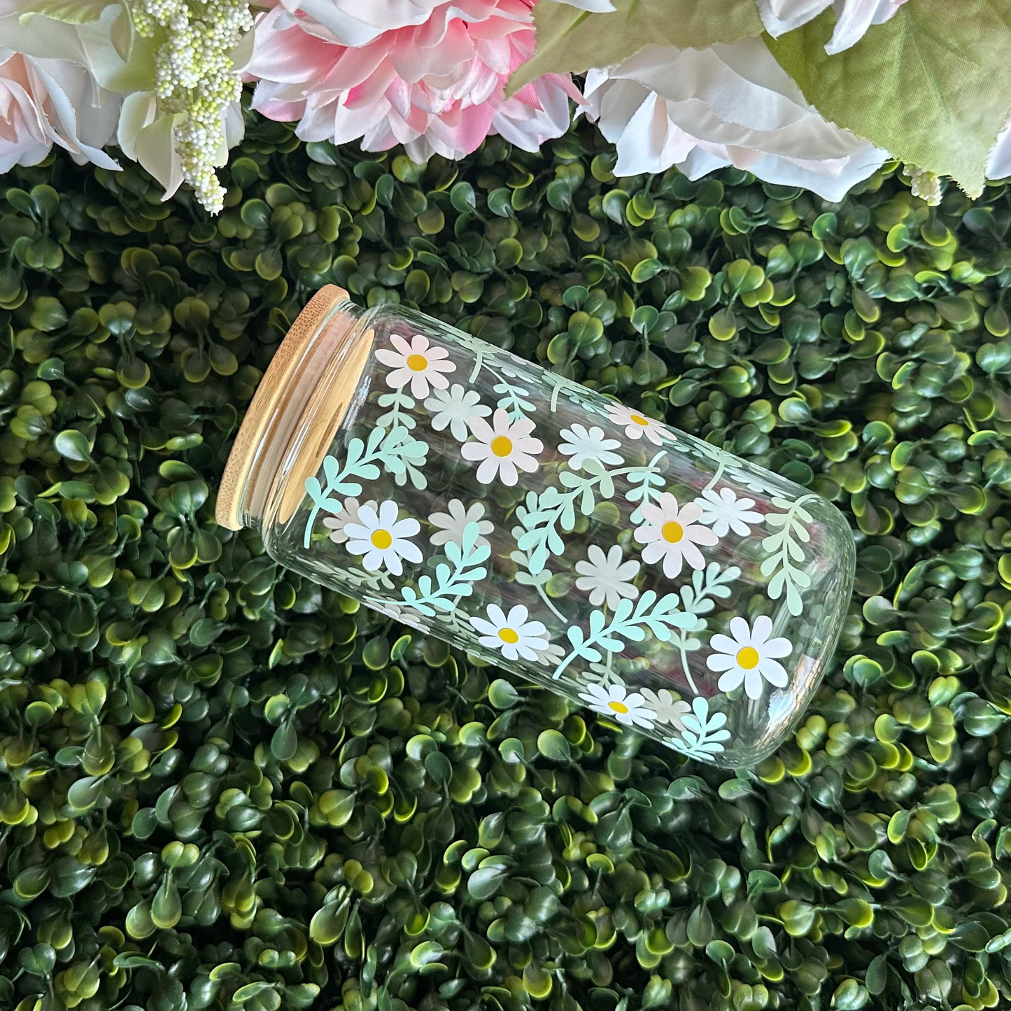 Summer Daisies 16oz Glass Cup