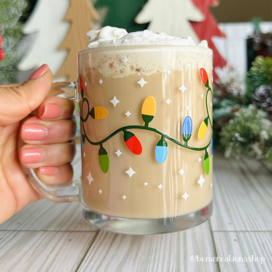 Christmas Lights 12oz Glass Mug