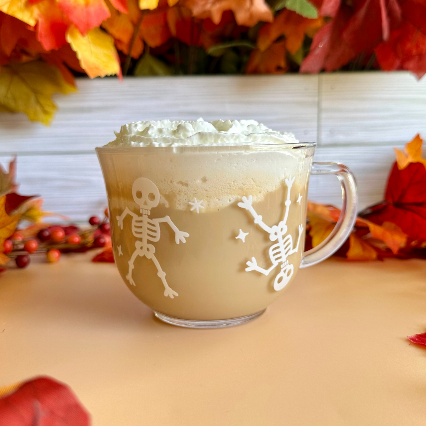 Cute Skeletons 18oz Glass Mug
