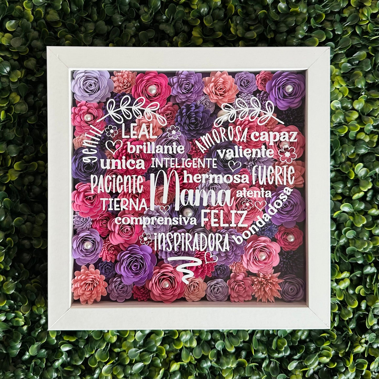 Mother Heart Words Floral Shadow Box