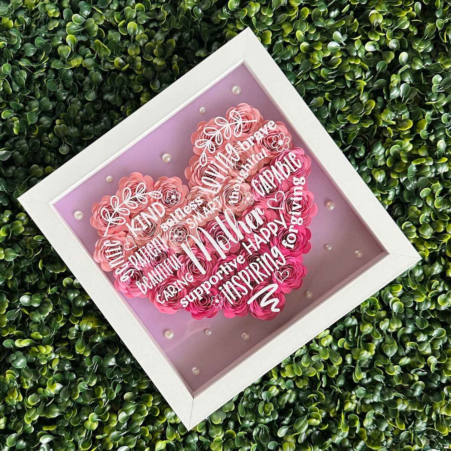 Mother Heart Words Shape Shadow Box