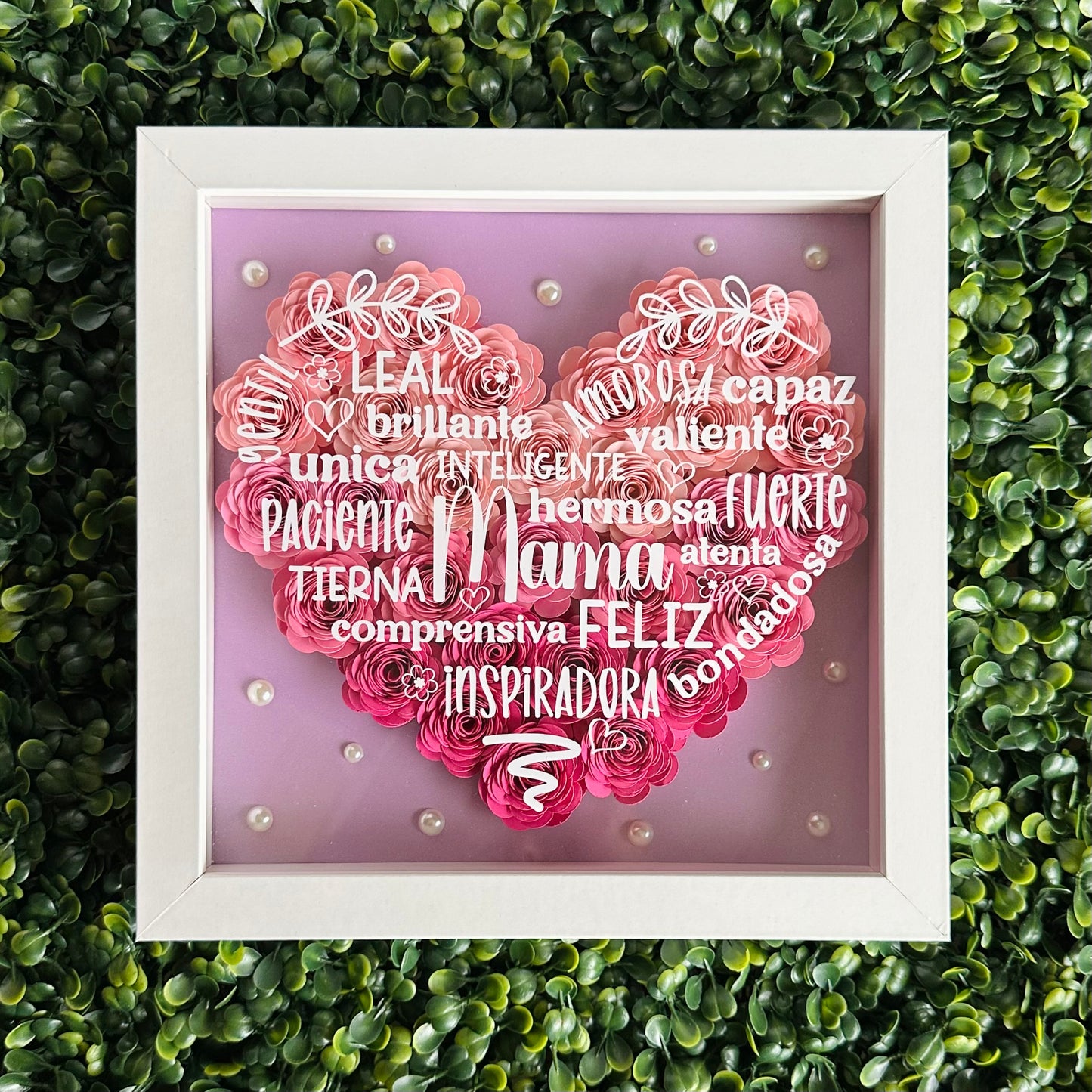Mother Heart Words Shape Shadow Box