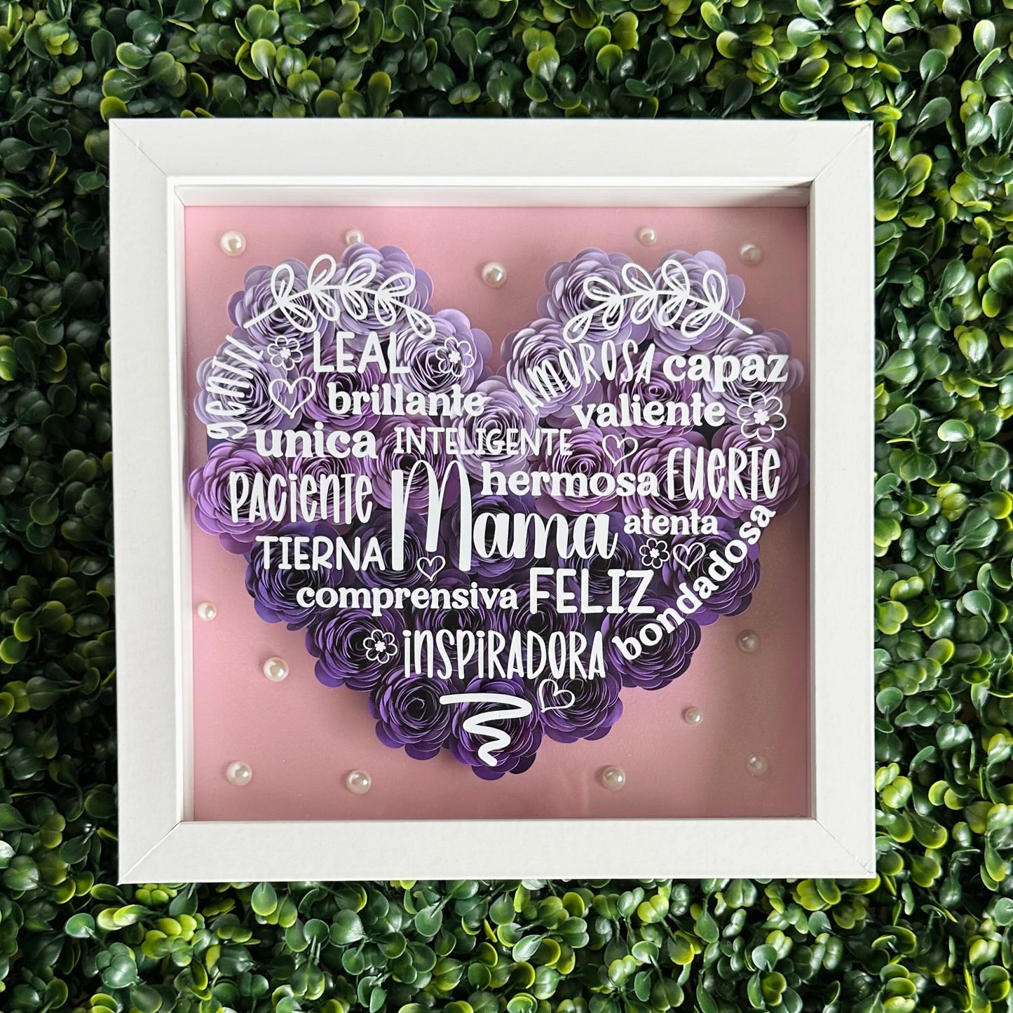 Mother Heart Words Shape Shadow Box