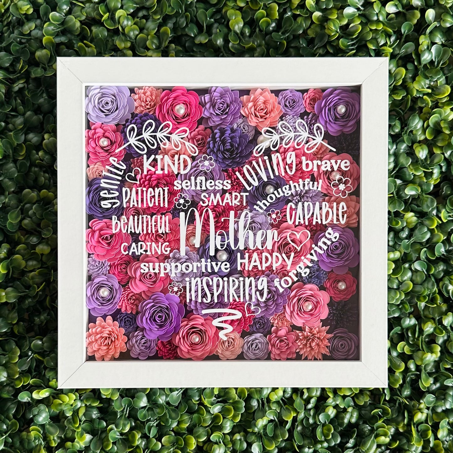 Mother Heart Words Floral Shadow Box