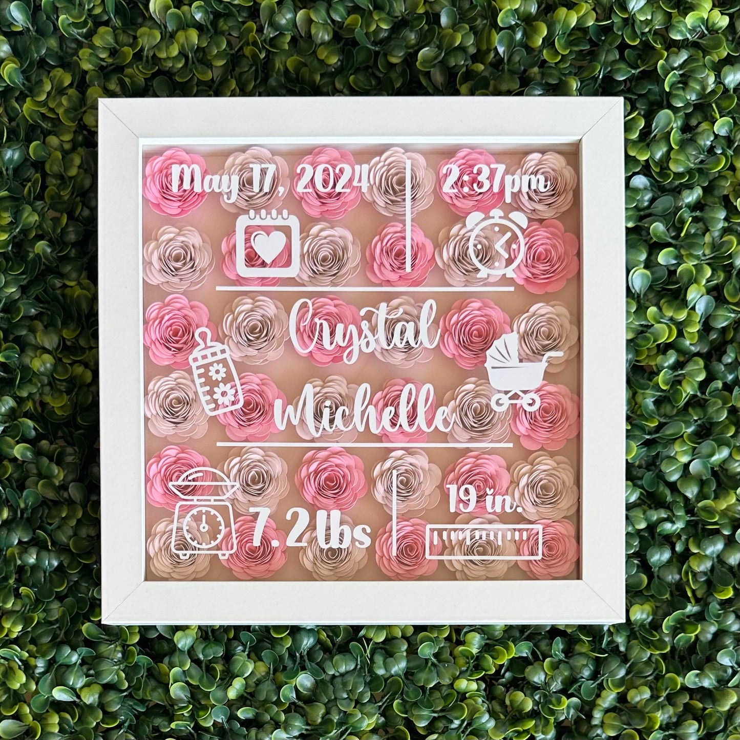 Baby Girl Birth Shadow Box