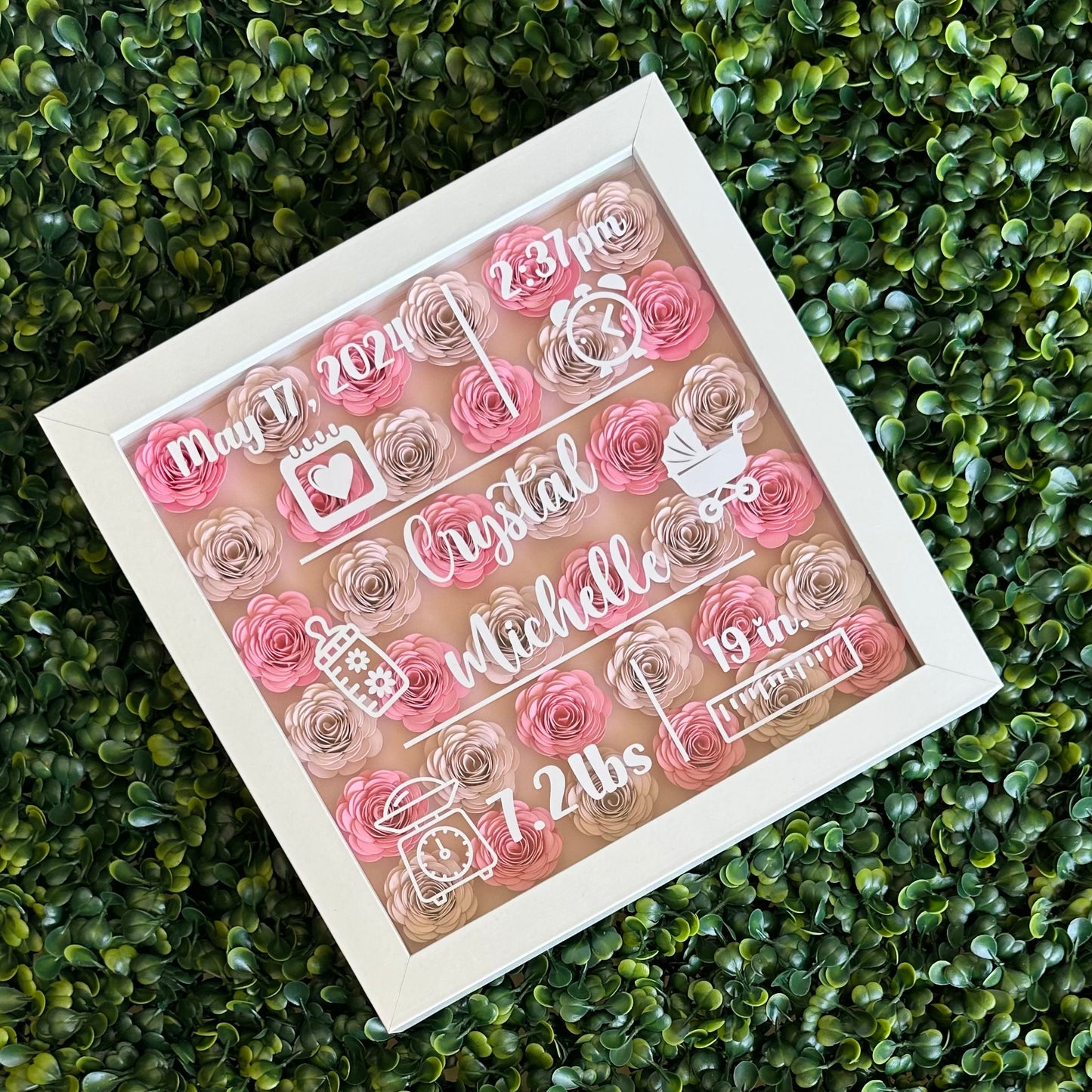 Baby Girl Birth Shadow Box