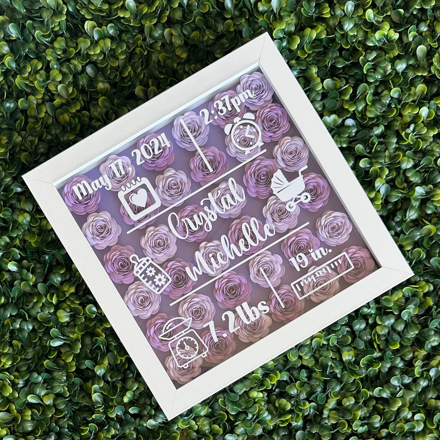 Baby Girl Birth Shadow Box