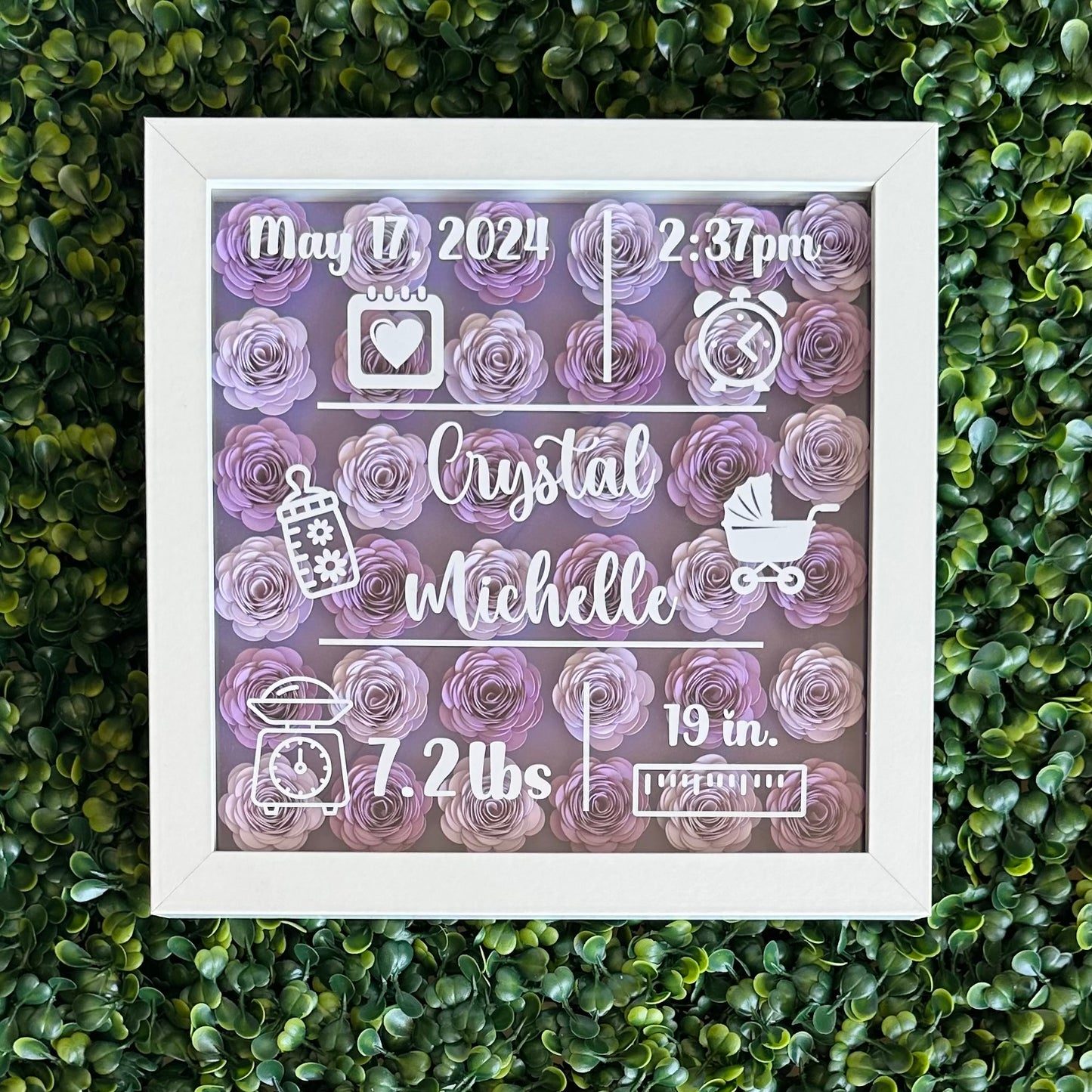 Baby Girl Birth Shadow Box
