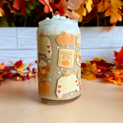 Pumpkin Spice Autumn 16oz Glass Cup