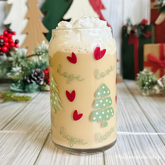 Faith Christmas Trees 16oz Glass Cup