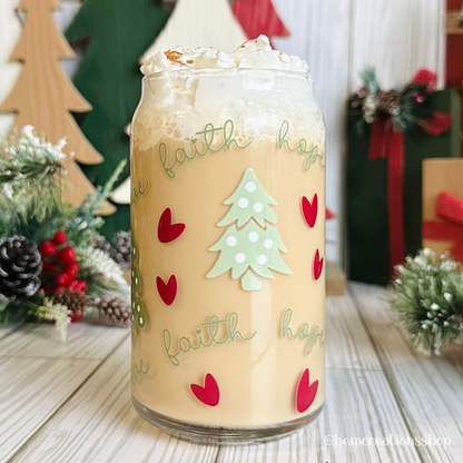 Faith Christmas Trees 16oz Glass Cup