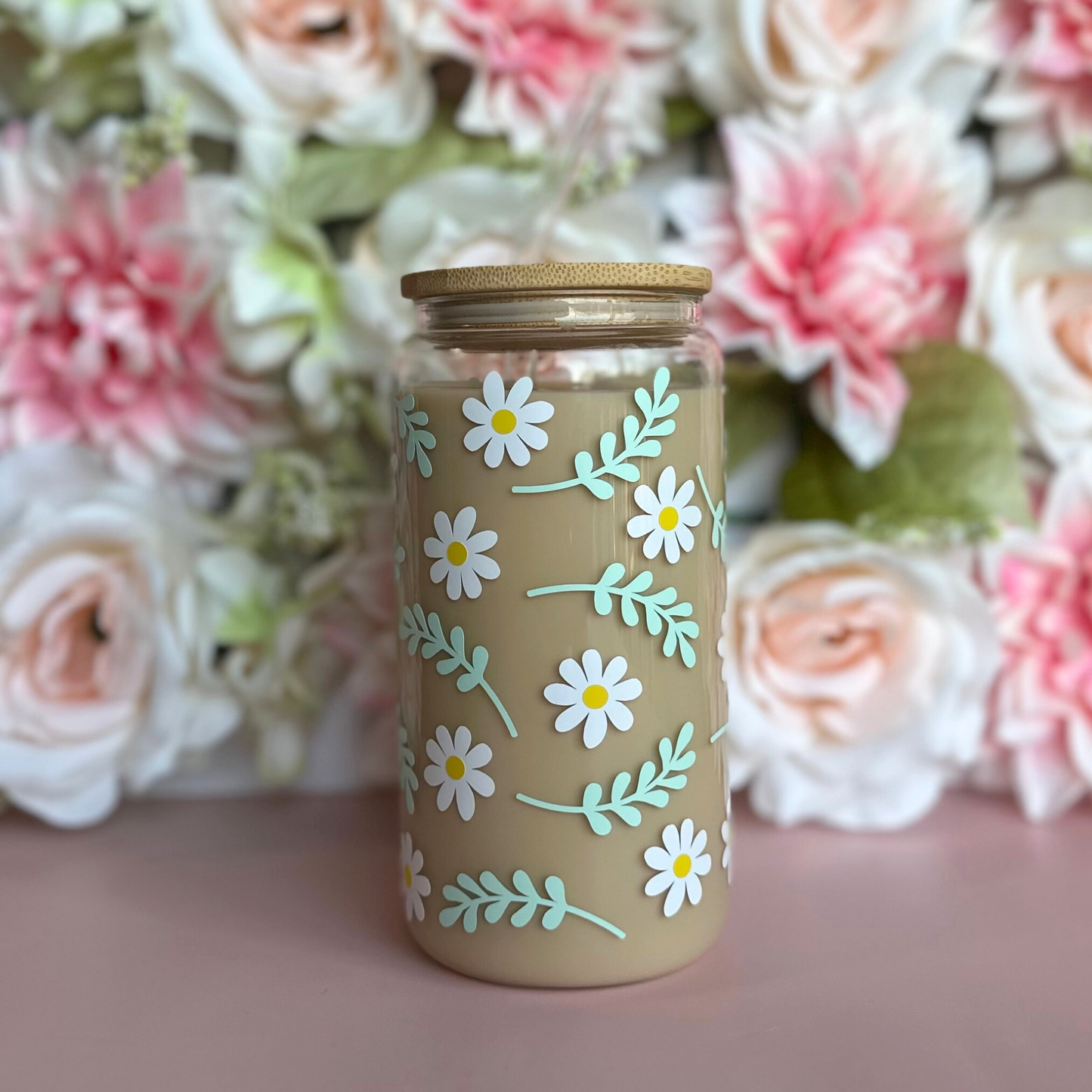 Summer Daisies 16oz Glass Cup