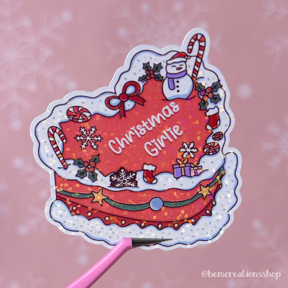 Christmas Girlie Cake Sticker