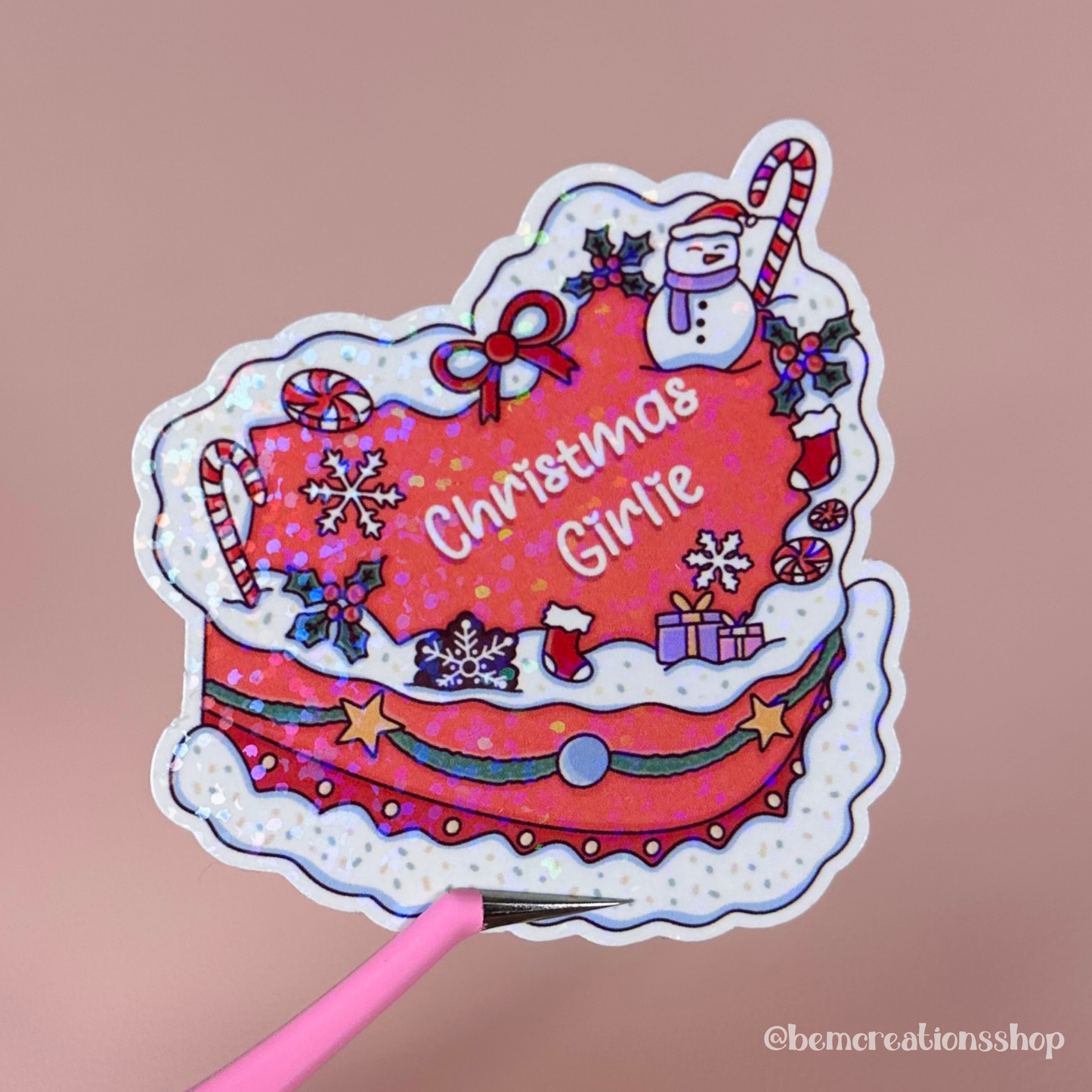 Christmas Girlie Cake Sticker