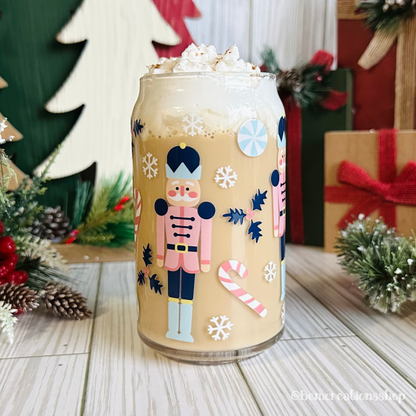 Christmas Nutcracker 16oz Glass Cup