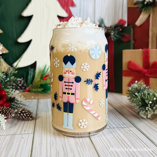 Christmas Nutcracker 16oz Glass Cup