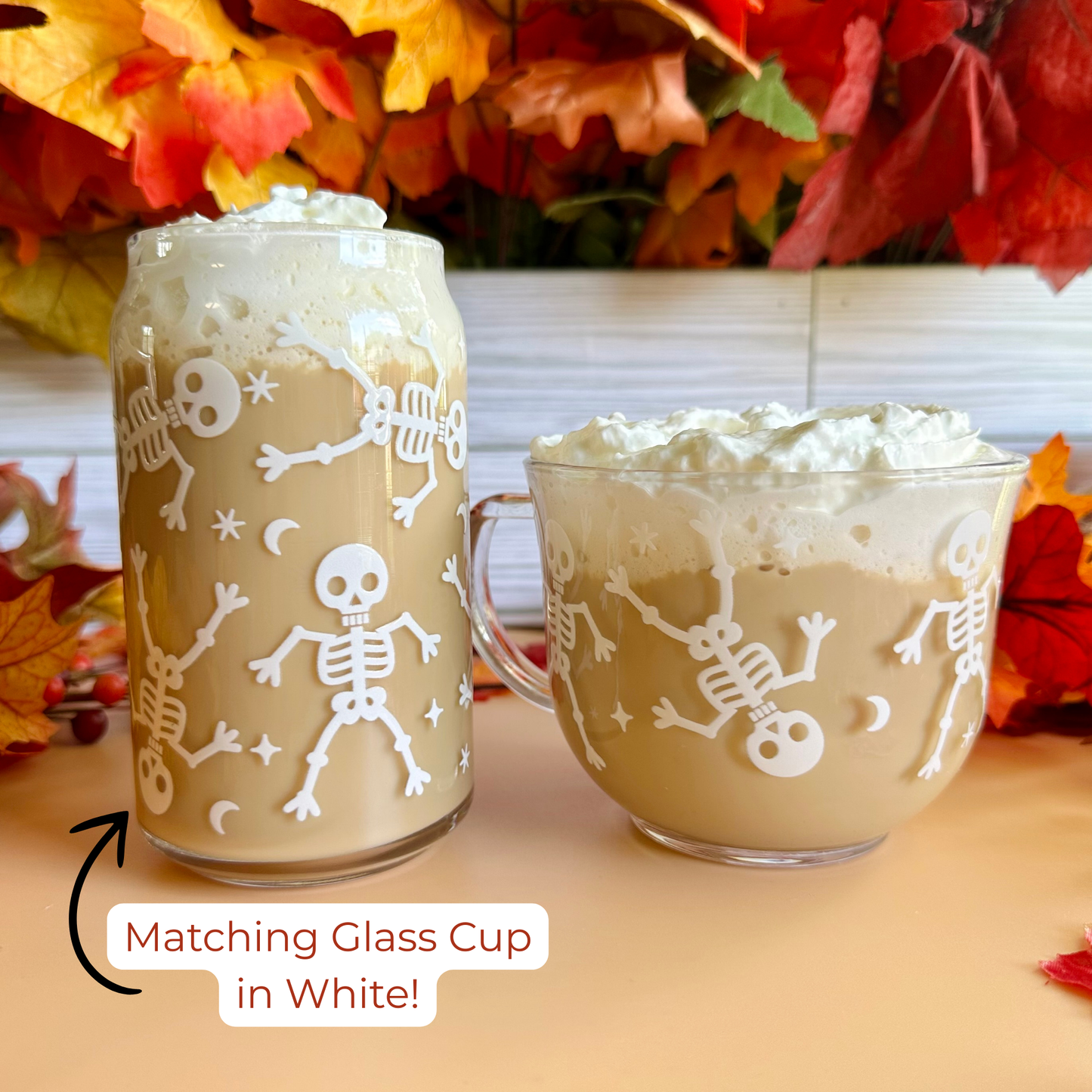 Cute Skeletons 18oz Glass Mug