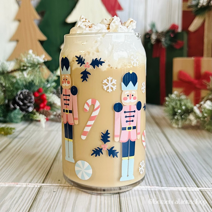 Christmas Nutcracker 16oz Glass Cup