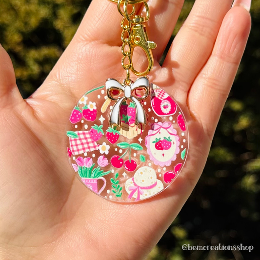 Strawberry Picnic Acrylic Keychain