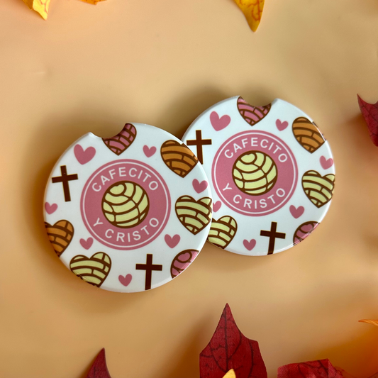 Cafecito y Cristo Car Coaster Set