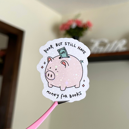 Piggy Bank Book Lover Sticker