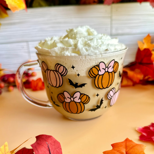 Pumpkins & Bats 18oz Glass Mug