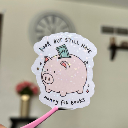 Piggy Bank Book Lover Sticker